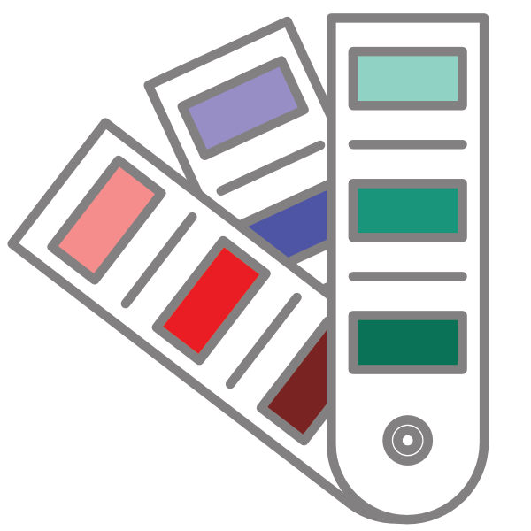 Symbol für Farbwahl mit Farbfächern