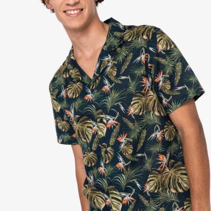 Umweltfreundliches Herrenhemd mit Hawaii-Motiven in tropischem Design