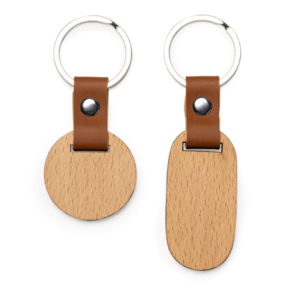Schlüsselanhänger aus Naturholz mit Eco-Leder inkl. persönlicher Gravur